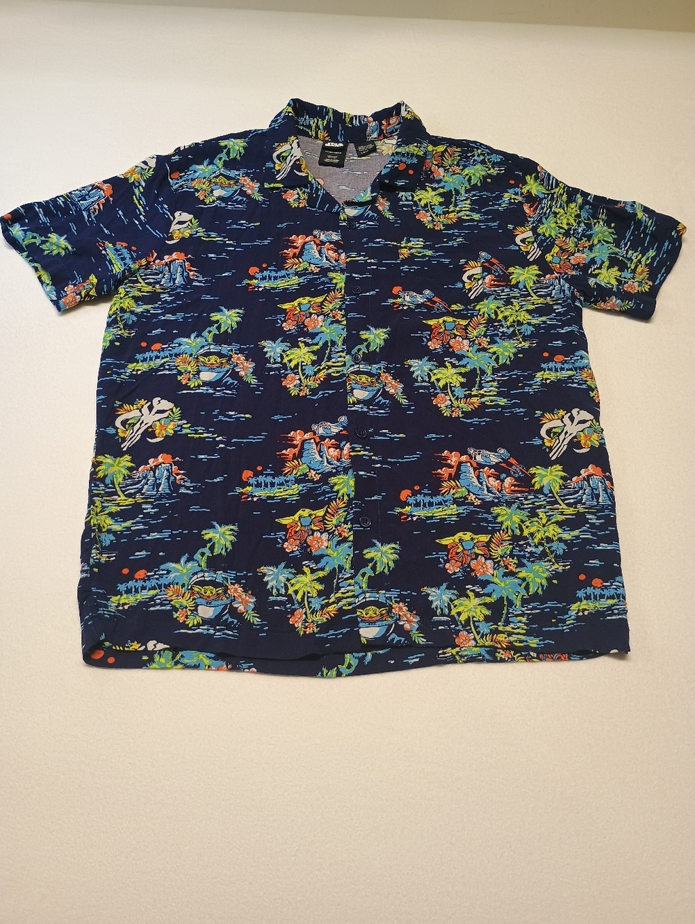 Star Wars Navy Tropical Floral Short-Sleeve Men's Shirt Size L